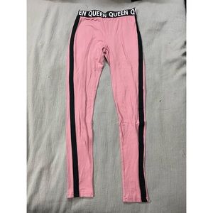 Queen pink and black stripe leggings